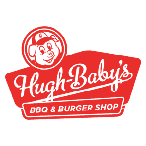 hugh babys bbq & burger shop logo red