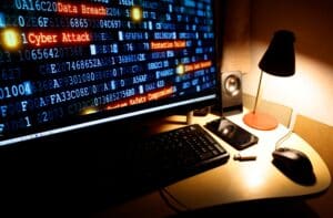 depiction of cybercrime on a desktop