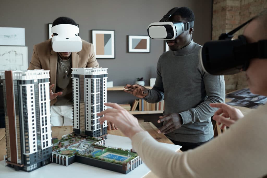 Group of architects in VR headsets
